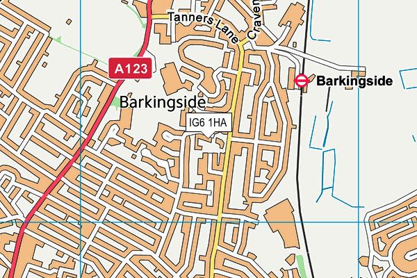 IG6 1HA map - OS VectorMap District (Ordnance Survey)