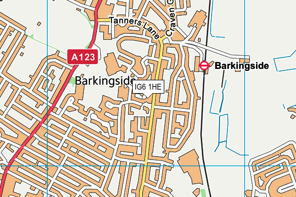 IG6 1HE map - OS VectorMap District (Ordnance Survey)