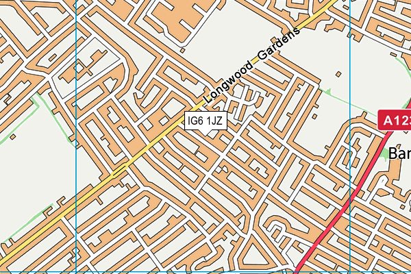 IG6 1JZ map - OS VectorMap District (Ordnance Survey)