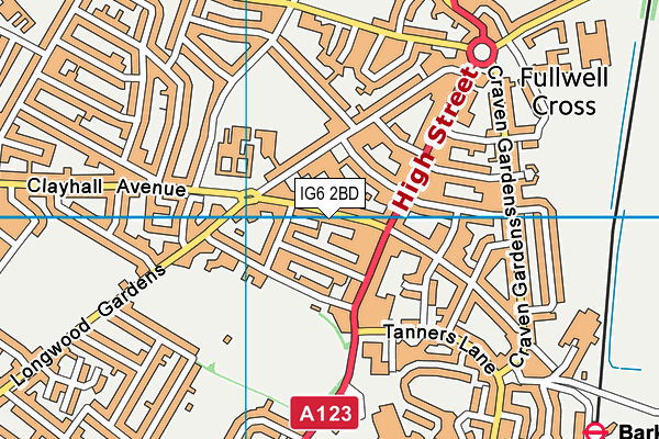 IG6 2BD map - OS VectorMap District (Ordnance Survey)