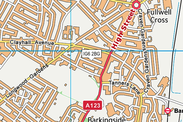 IG6 2BG map - OS VectorMap District (Ordnance Survey)