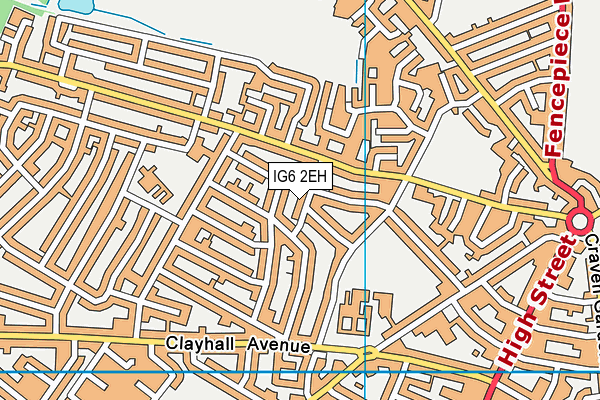 IG6 2EH map - OS VectorMap District (Ordnance Survey)