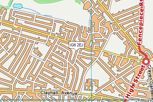 IG6 2EJ map - OS VectorMap District (Ordnance Survey)