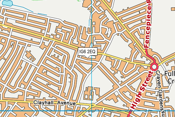 IG6 2EQ map - OS VectorMap District (Ordnance Survey)