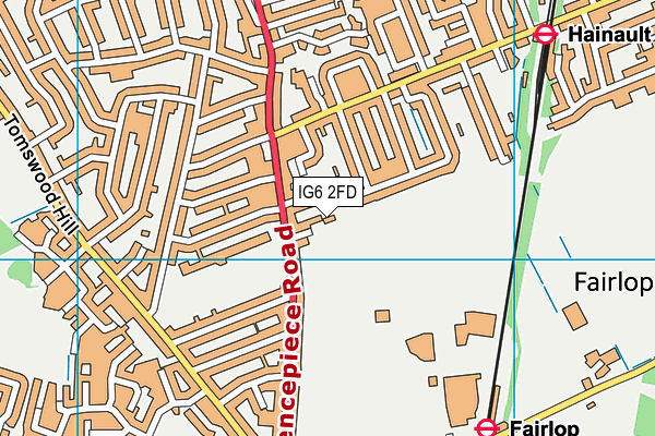 IG6 2FD map - OS VectorMap District (Ordnance Survey)