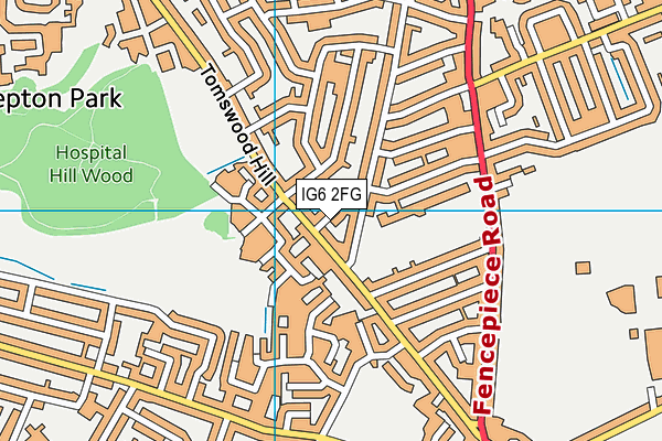 IG6 2FG map - OS VectorMap District (Ordnance Survey)