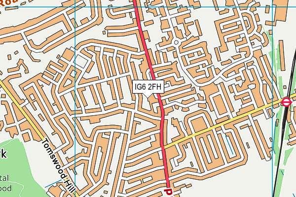 IG6 2FH map - OS VectorMap District (Ordnance Survey)