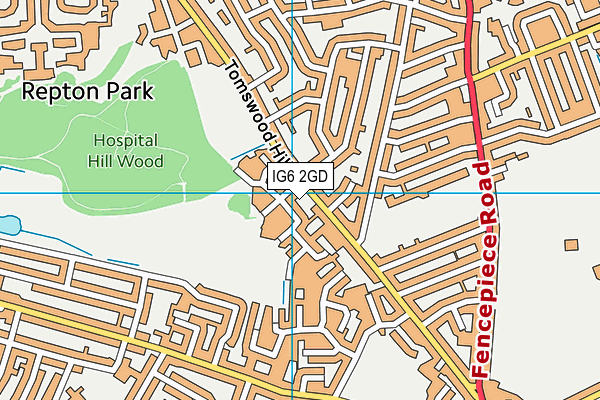 IG6 2GD map - OS VectorMap District (Ordnance Survey)