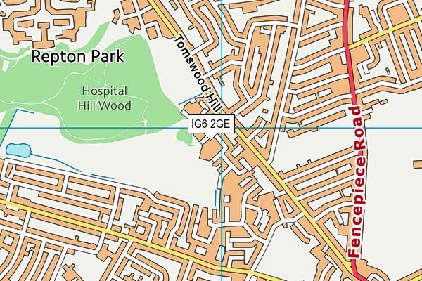 IG6 2GE map - OS VectorMap District (Ordnance Survey)