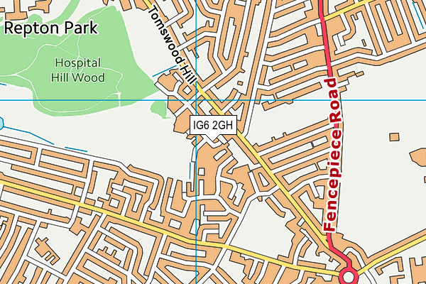 IG6 2GH map - OS VectorMap District (Ordnance Survey)