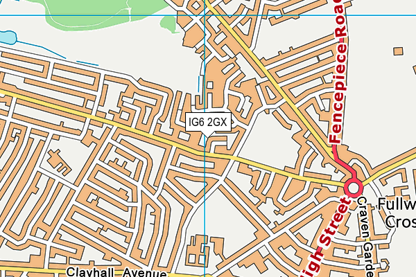 IG6 2GX map - OS VectorMap District (Ordnance Survey)