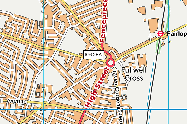 IG6 2HA map - OS VectorMap District (Ordnance Survey)