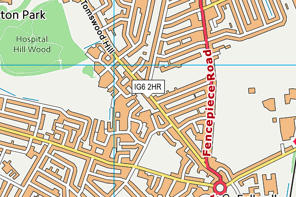 IG6 2HR map - OS VectorMap District (Ordnance Survey)