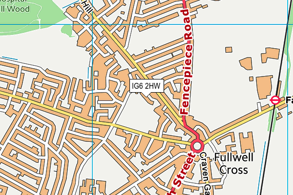 IG6 2HW map - OS VectorMap District (Ordnance Survey)