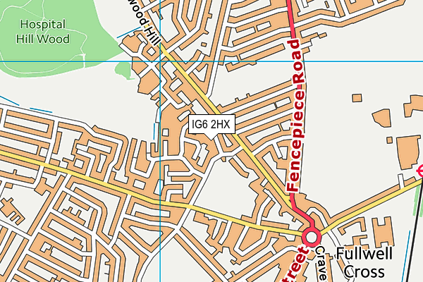 IG6 2HX map - OS VectorMap District (Ordnance Survey)
