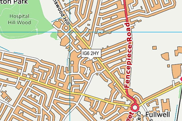 IG6 2HY map - OS VectorMap District (Ordnance Survey)
