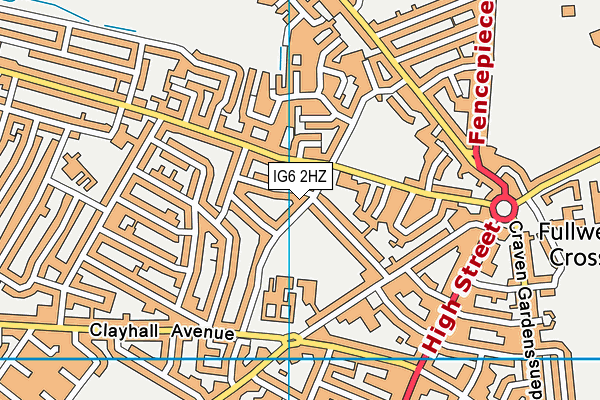 IG6 2HZ map - OS VectorMap District (Ordnance Survey)