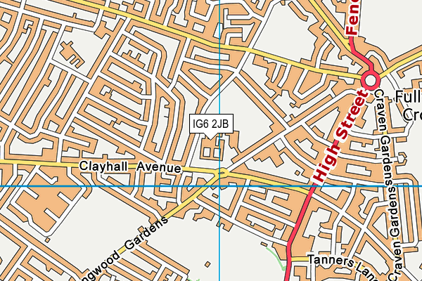 IG6 2JB map - OS VectorMap District (Ordnance Survey)