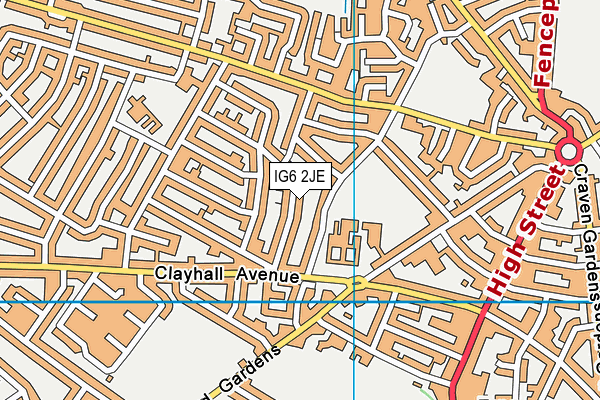 IG6 2JE map - OS VectorMap District (Ordnance Survey)