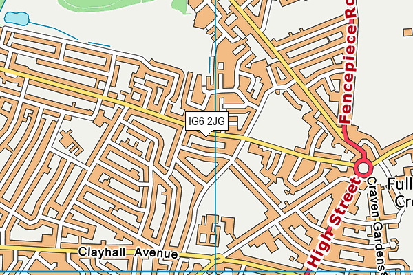 IG6 2JG map - OS VectorMap District (Ordnance Survey)