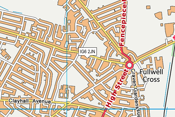 IG6 2JN map - OS VectorMap District (Ordnance Survey)
