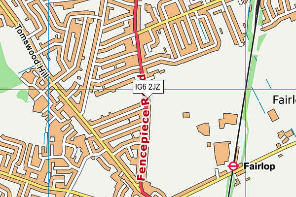 IG6 2JZ map - OS VectorMap District (Ordnance Survey)