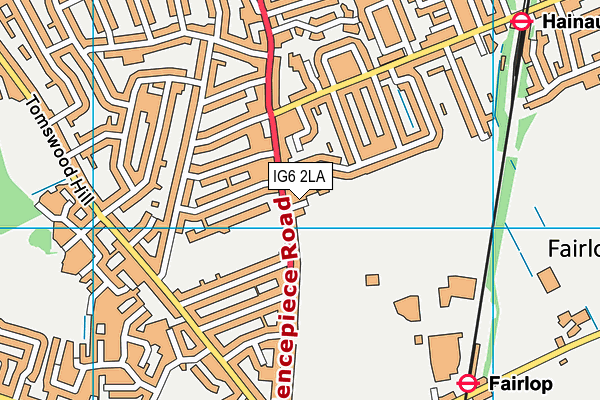 IG6 2LA map - OS VectorMap District (Ordnance Survey)