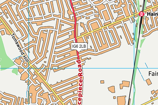 IG6 2LB map - OS VectorMap District (Ordnance Survey)