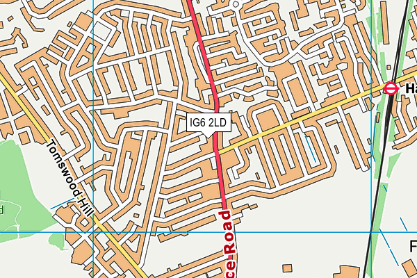 IG6 2LD map - OS VectorMap District (Ordnance Survey)