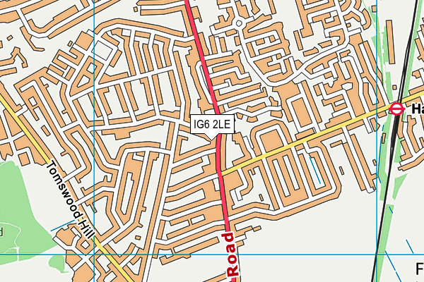 IG6 2LE map - OS VectorMap District (Ordnance Survey)