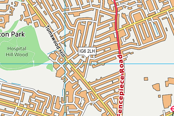 IG6 2LH map - OS VectorMap District (Ordnance Survey)
