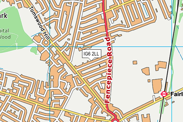 IG6 2LL map - OS VectorMap District (Ordnance Survey)