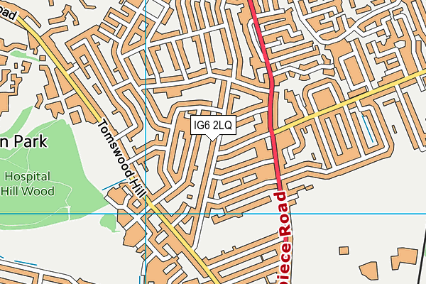 IG6 2LQ map - OS VectorMap District (Ordnance Survey)