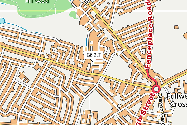IG6 2LT map - OS VectorMap District (Ordnance Survey)