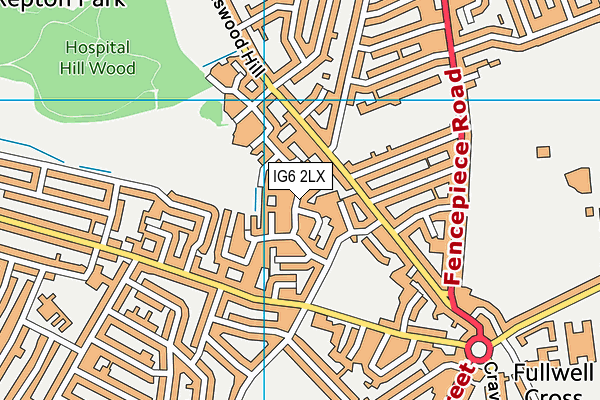 IG6 2LX map - OS VectorMap District (Ordnance Survey)