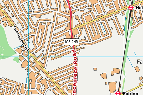 IG6 2NB map - OS VectorMap District (Ordnance Survey)