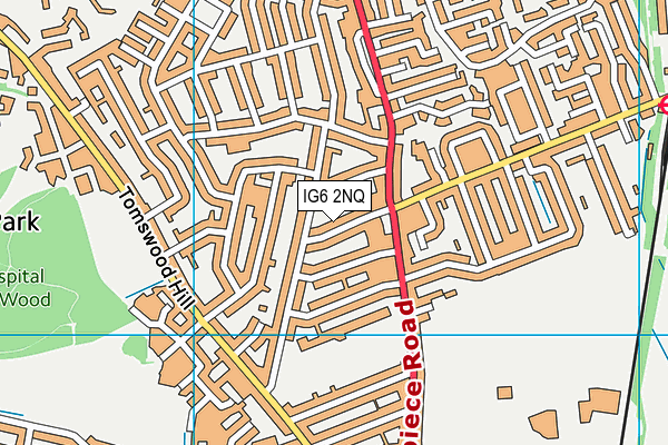IG6 2NQ map - OS VectorMap District (Ordnance Survey)