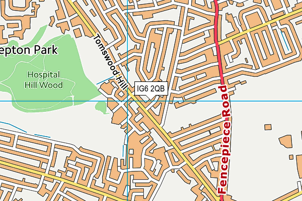 IG6 2QB map - OS VectorMap District (Ordnance Survey)