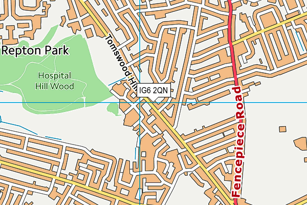 IG6 2QN map - OS VectorMap District (Ordnance Survey)