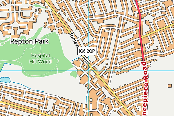 IG6 2QP map - OS VectorMap District (Ordnance Survey)