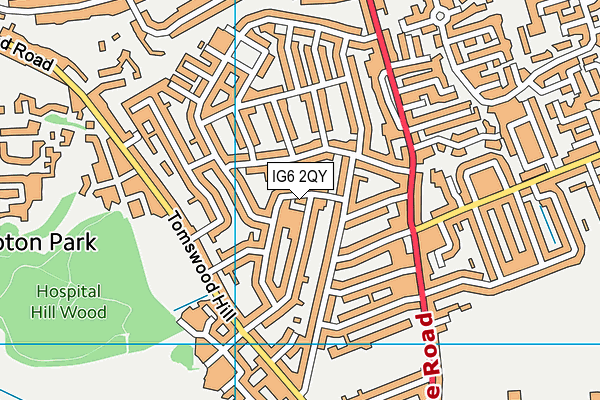 IG6 2QY map - OS VectorMap District (Ordnance Survey)