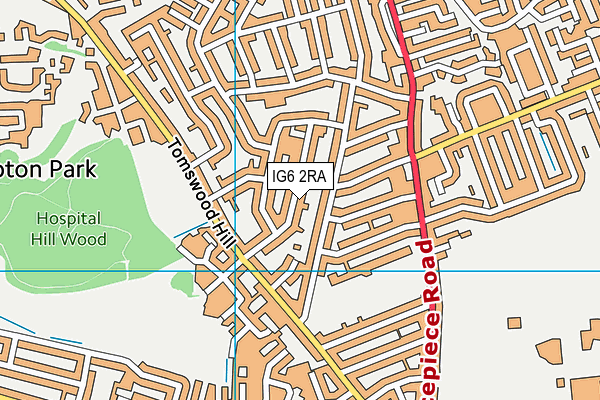 IG6 2RA map - OS VectorMap District (Ordnance Survey)