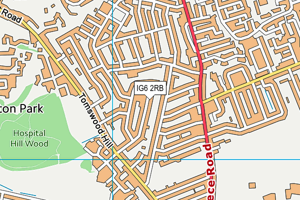 IG6 2RB map - OS VectorMap District (Ordnance Survey)