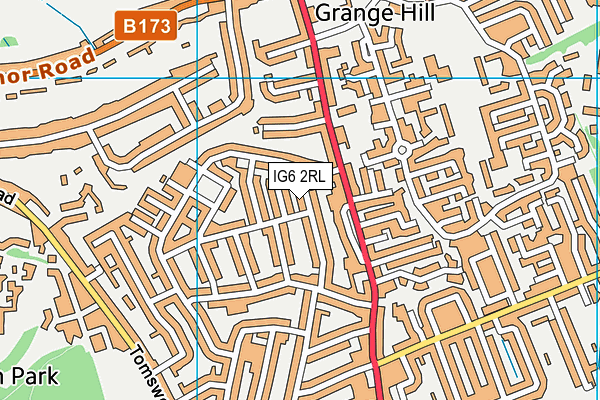 IG6 2RL map - OS VectorMap District (Ordnance Survey)