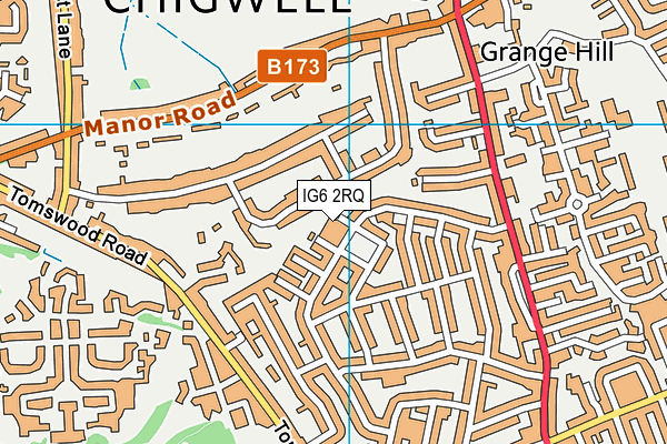 IG6 2RQ map - OS VectorMap District (Ordnance Survey)