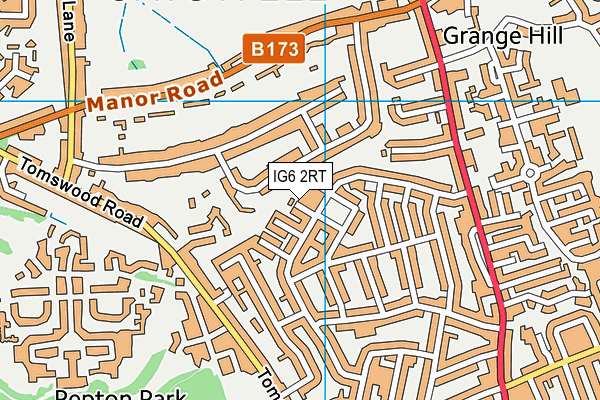 IG6 2RT map - OS VectorMap District (Ordnance Survey)