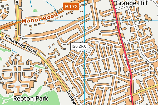 IG6 2RX map - OS VectorMap District (Ordnance Survey)
