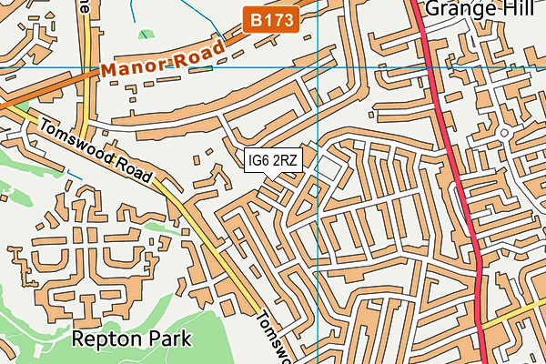 IG6 2RZ map - OS VectorMap District (Ordnance Survey)