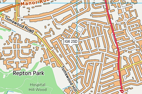 IG6 2SD map - OS VectorMap District (Ordnance Survey)