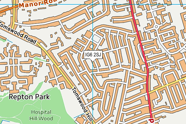 IG6 2SJ map - OS VectorMap District (Ordnance Survey)